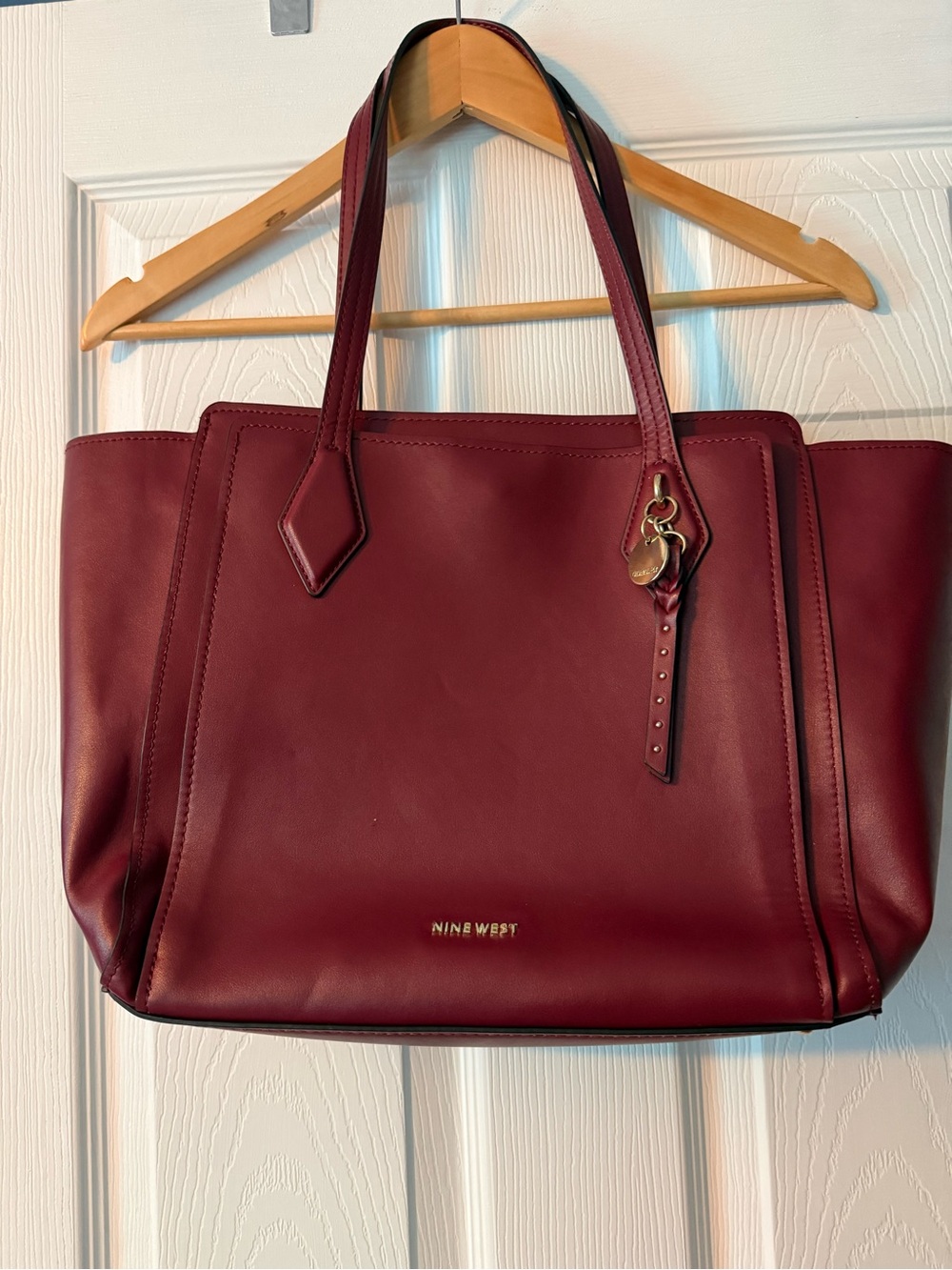Nine West Wine Red Leather Tote Bag - Isidore Tote